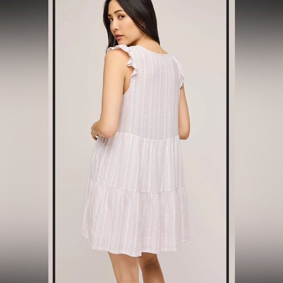 Gentle Fawn Maggie Linen lined Mini Dress striped  pastel size XL like new - Picture 3 of 14